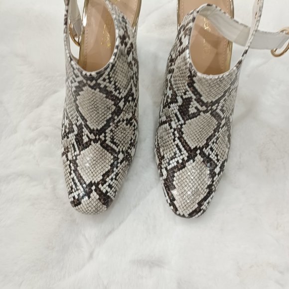 Aalia Natural Snakeskin Block Heel Slingback Pump Size 8.5 - Picture 3 of 13